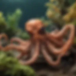 A vibrant illustration of the period octopus in its natural habitat showcasing its camouflage abilities.