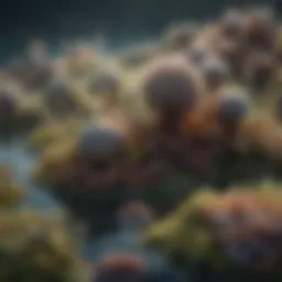 Illustration showcasing the biological mechanisms of biofouling in marine environments