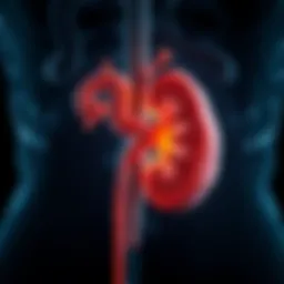Illustration of kidney structure affected by hydronephrosis