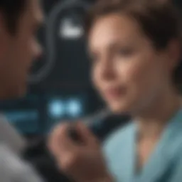 A medical professional discussing colonoscopy with a patient