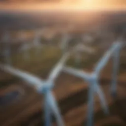 Aerial view of a modern wind farm