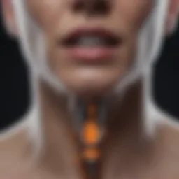 Detailed view of throat cancer CT scan highlighting tumor location