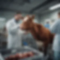 Cattle receiving veterinary care