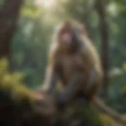 A rare species of monkey perched in its natural habitat, showcasing the beauty of biodiversity.