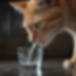 Close-up of a cat drinking water to stay hydrated