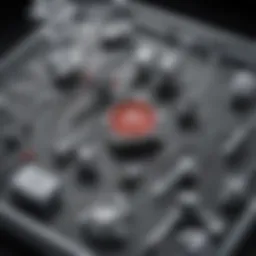 An assortment of laparoscopic instruments displayed on a sterile surface