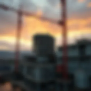 Future of Construction with Low CO2 Cement Future construction site using advanced low CO2 cement technology