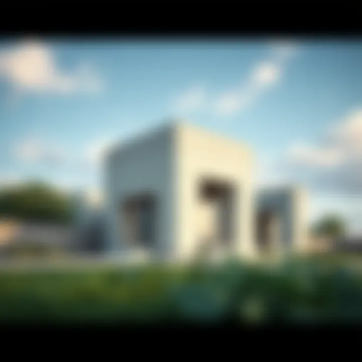 Innovative low CO2 cement structure showcasing sustainability