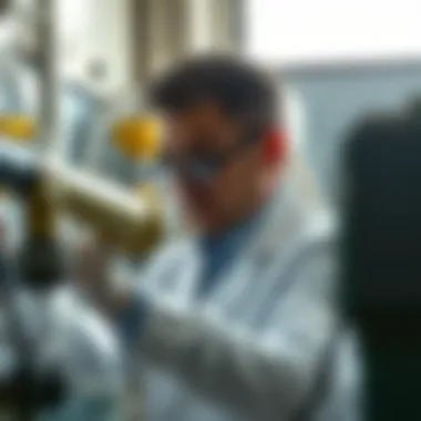 Researcher analyzing the science behind low CO2 cement production
