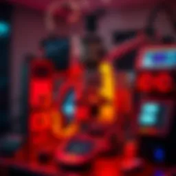 LSCM microscopy setup showcasing a complex imaging system with lasers and optics.