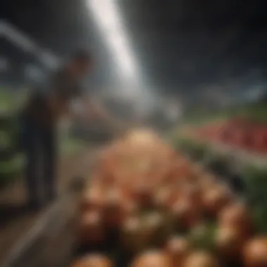 Fresh produce being harvested from an urban farm