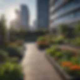 A vibrant rooftop garden flourishing in an urban environment