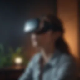 Virtual reality headset in a serene therapeutic environment