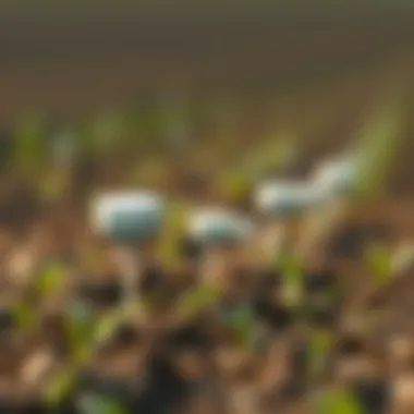Innovative Soil Sensing Technology Close-up of advanced soil sensors embedded in farmland