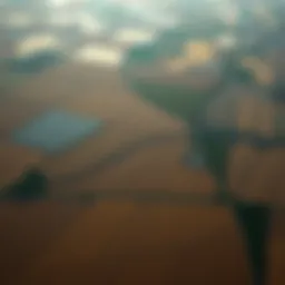 Satellite view of agricultural fields showcasing crop patterns