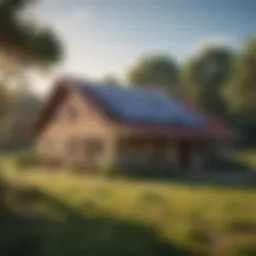 Solar panels installed on a rural farmhouse