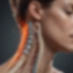 Illustration of the cervical spine highlighting areas of tension