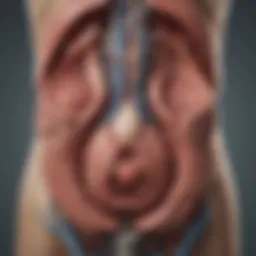 An anatomical illustration demonstrating the male urinary system and the prostate gland.