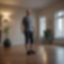 A patient practicing balance exercises to enhance stability after a stroke.