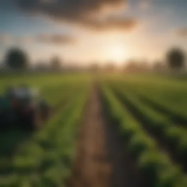 Diverse Crop Cultivation in Sustainable Farming A lush green field with diverse crops