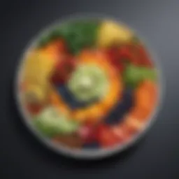 A balanced plate of colorful fruits and vegetables representing a healthy diet