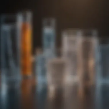 Various types of water filters arranged on a table
