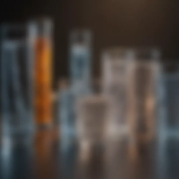 Various types of water filters arranged on a table