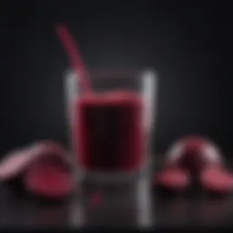 Vibrant beet juice in a glass with fresh beets