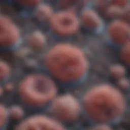 Microscopic view of lung adenocarcinoma cells