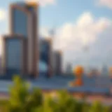A futuristic city powered by renewable energy sources showcasing solar panels and wind turbines