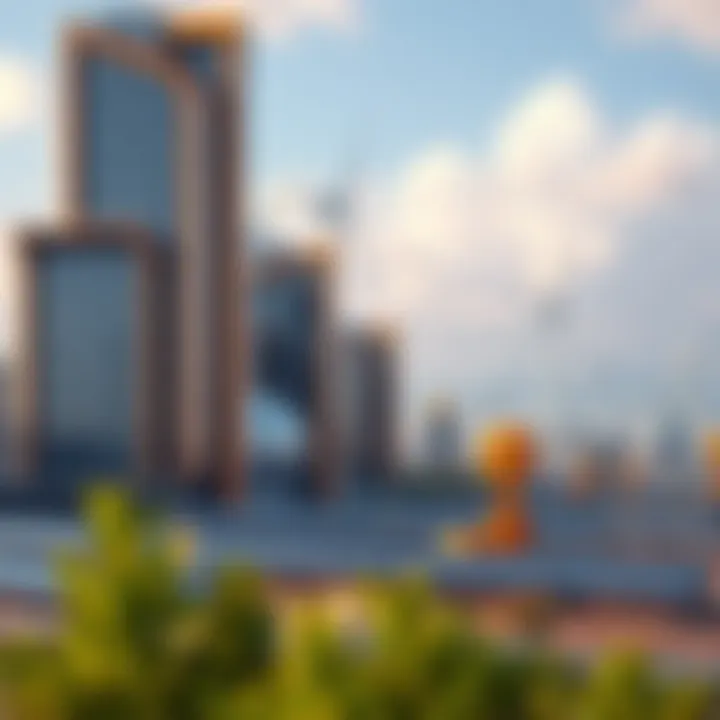 A futuristic city powered by renewable energy sources showcasing solar panels and wind turbines