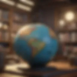 A globe highlighting various countries