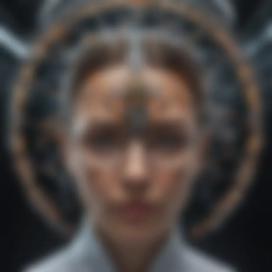 An abstract representation of scientific concepts interwoven with digital technology