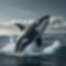 An orca breaching the surface of the ocean