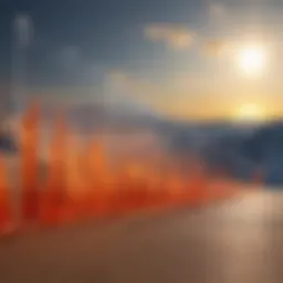 Graph depicting the rise in global temperatures over decades