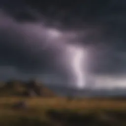 Visual representation of superbolt lightning striking a landscape