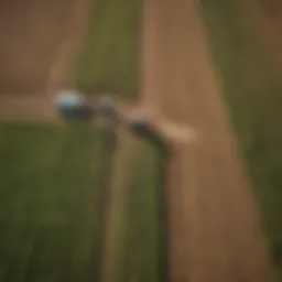Aerial view of large-scale farmland showcasing diverse crops