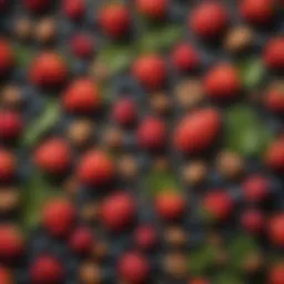 A vibrant display of prostate-supportive foods including berries, nuts, and leafy greens