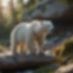 Polar bear in a zoo habitat
