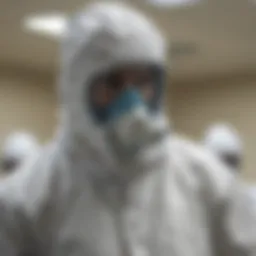 Ebola doctor's protective gear in a treatment facility