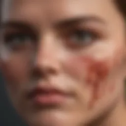 Close-up view of healthy skin versus infected skin