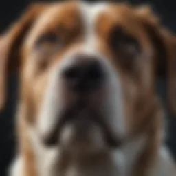 A close-up of a dog's expressive face showing sadness