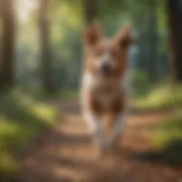 A dog displaying hyperactive behavior in a park