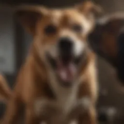 A dog displaying fear aggression towards a stranger