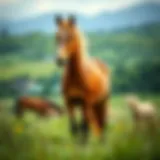 A horse standing majestically in a lush green field, symbolizing heritage