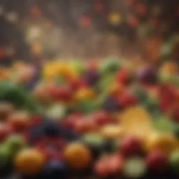 A colorful array of fruits and vegetables highlighting nutrients beneficial for migraine relief.