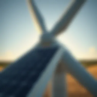 Close-up of solar cells capturing sunlight on a wind turbine