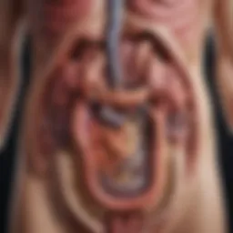 Illustration showing the digestive system and its relation to constipation