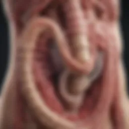 Detailed illustration of the gastrointestinal tract highlighting ulcerated bowel disease