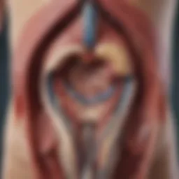 An anatomical diagram showcasing urinary anatomy relevant to catheter insertion.